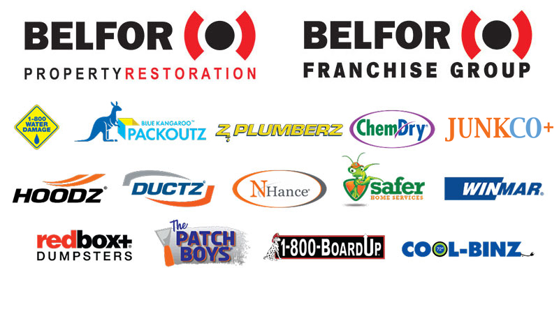 Collection of BELFOR and BELFOR Franchise Group brand logos